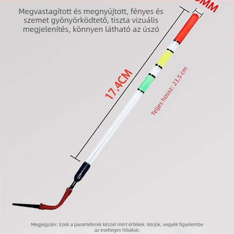 Átlátszó úszócső alakú horgászpop, új bevonat típus, vast és jól látható, rendkívül érzékeny, vadvízi keszeg horgászatához sekély vizekben, növényzet között.