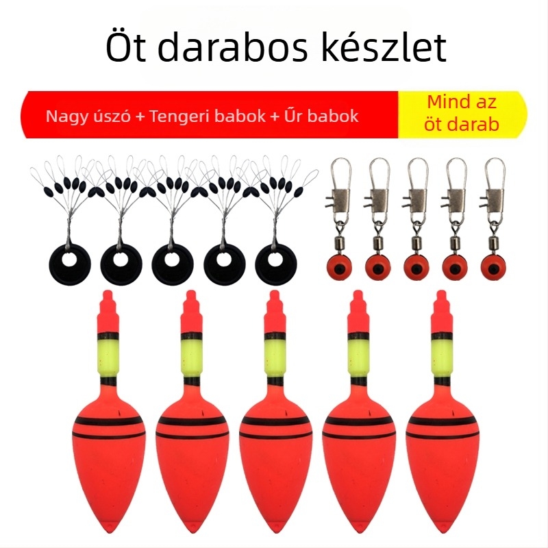 Horgász úszókészlet: nagy hasú úszó, gömb alakú úszó, hosszú dobású úszó, tengeri és sziklához alkalmas, ABO úszó, robbanó horogú úszó, nagyfejű pontyhoz