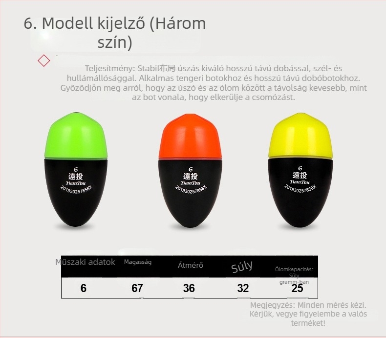 Úszó tengeri horgászathoz LED-es világítással, ütközésmentes dizájn, hosszú dobás — műanyag — Fish Hunter