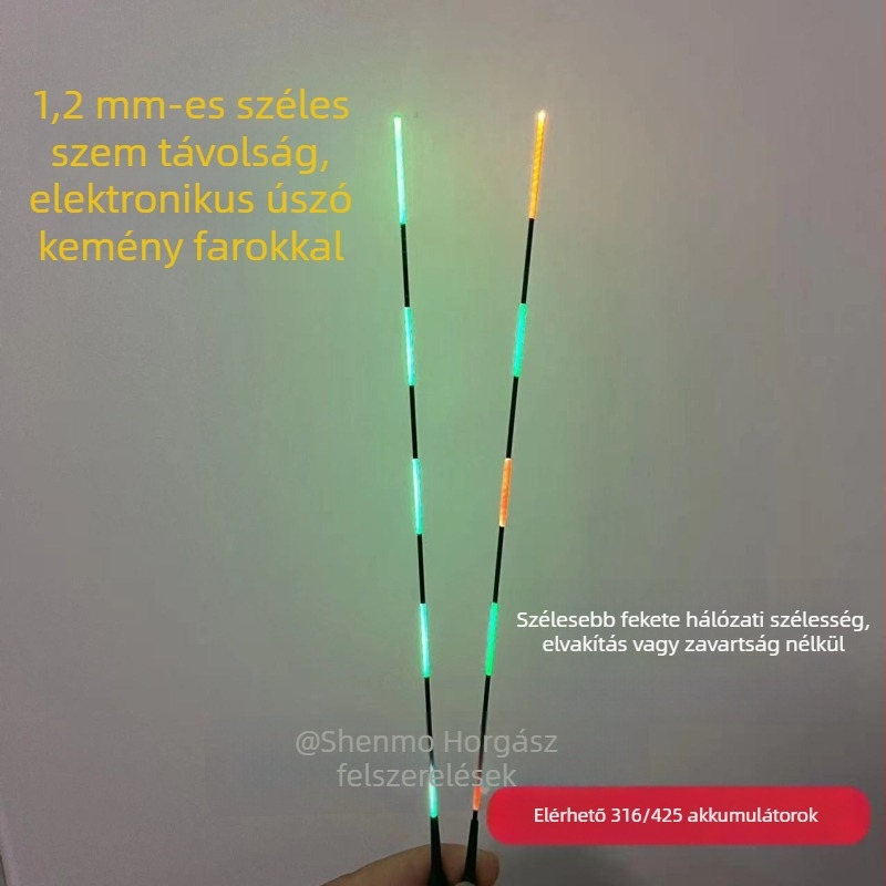 316/425 Hosszított fekete elektronikus úszófarok kiegészítő, 1,2 mm, színváltó horoggal éjszakai karász pecázáshoz, vékony, kemény farok