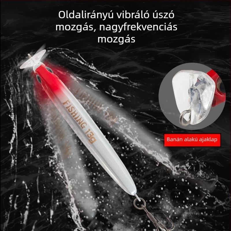Hosszú dobású süllyedő minnow csalétek fehér csíkkal édesvízi bass és mandarinhal számára, élethű biomimikri, lassú süllyedésű ceruza csalétek
