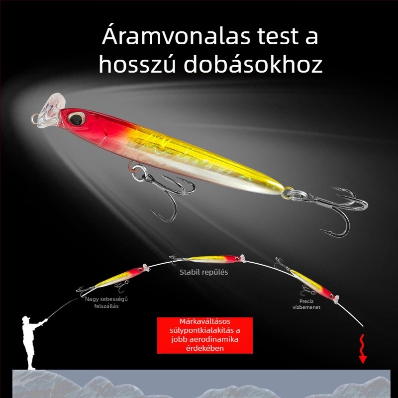 Hosszú dobású süllyedő minnow csalétek fehér csíkkal édesvízi bass és mandarinhal számára, élethű biomimikri, lassú süllyedésű ceruza csalétek