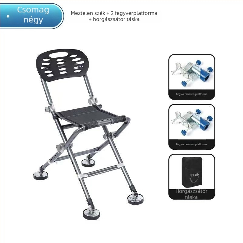 Minden terepen használható horgász szék, összecsukható, hordozható, állítható magasságú, fém váz (2024)