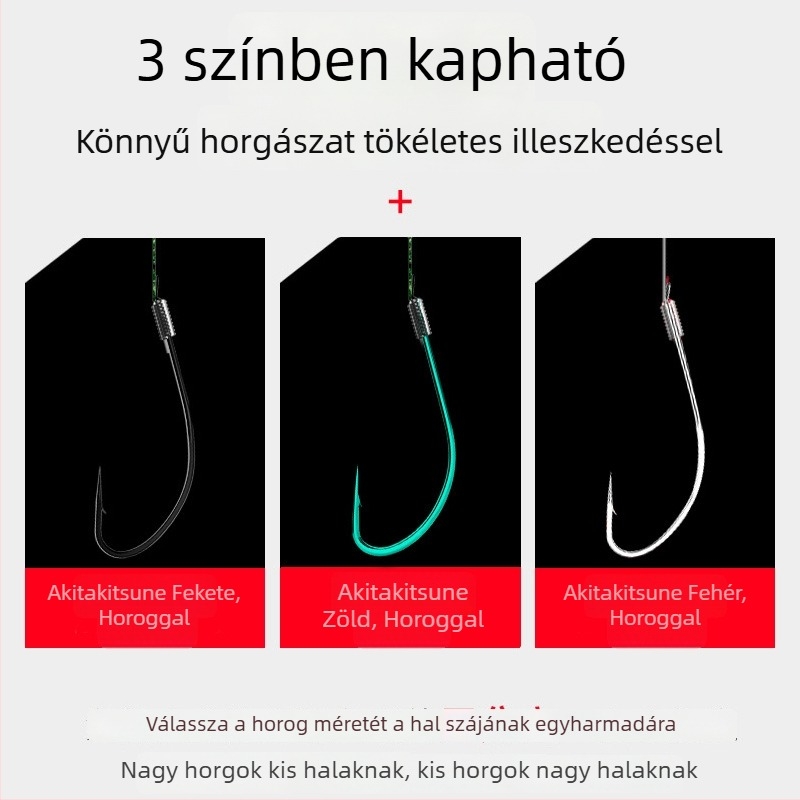 Ultra-Short Leader Akita Fox Horgászkészlet – Előre kötött dupla horogok karpára, horog hüvelyével, arany hüvely, vadvízi horgászat