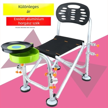 Alumíniumötvözetből készült horgász szék, összecsukható, állítható magasságú, többfunkciós (alumíniumötvözet; összecsukható; állítható magasság)