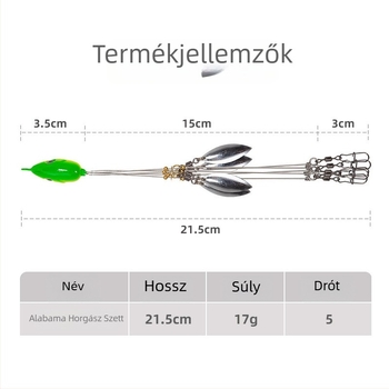 Liansen Alabama horgászrig készlet Luya csalikkal, ólomfejekkel, forgógyűrűkkel, csapokkal és műcsali kiegészítőkkel