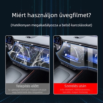 Mercedes-Benz E-Class E260L/E300L központi kezelő- és navigációs kijelző védőfólia – edzett üveg, egy darabos kivitel, karcolásálló, ujjlenyomat-mentes, hőmérséklet-álló