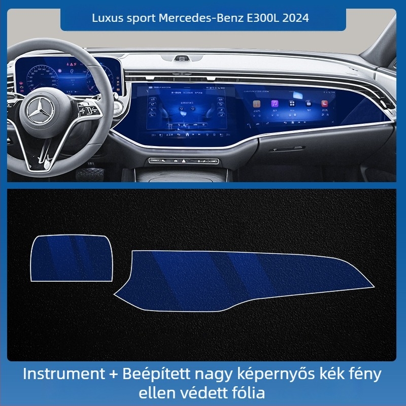 Mercedes-Benz E-Class E260L/E300L központi kezelő- és navigációs kijelző védőfólia – edzett üveg, egy darabos kivitel, karcolásálló, ujjlenyomat-mentes, hőmérséklet-álló