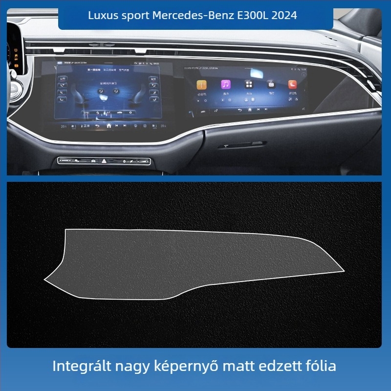 Mercedes-Benz E-Class E260L/E300L központi kezelő- és navigációs kijelző védőfólia – edzett üveg, egy darabos kivitel, karcolásálló, ujjlenyomat-mentes, hőmérséklet-álló