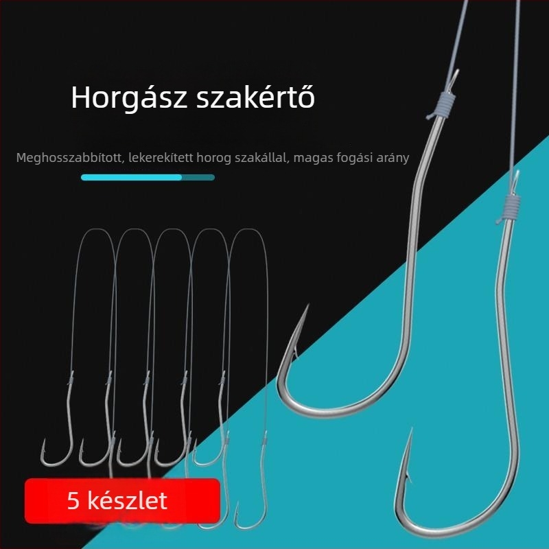 Hosszú nyeletű pomfret horog, dupla horog, előre kötött PE előke, harapás elleni védelem, erős szerelék