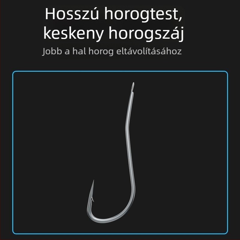 Hosszú nyeletű pomfret horog, dupla horog, előre kötött PE előke, harapás elleni védelem, erős szerelék
