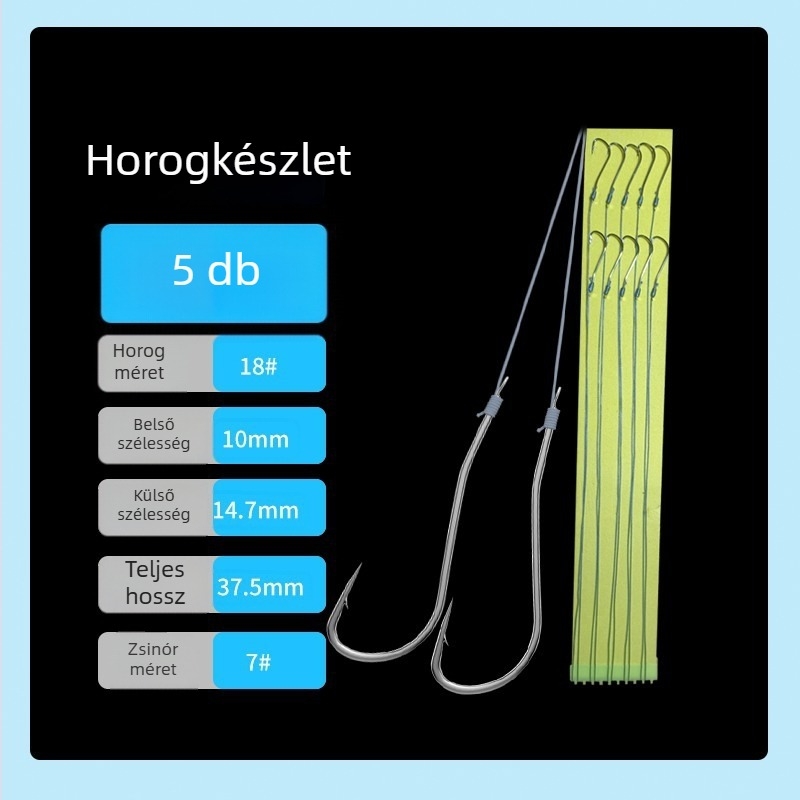 Hosszú nyeletű pomfret horog, dupla horog, előre kötött PE előke, harapás elleni védelem, erős szerelék