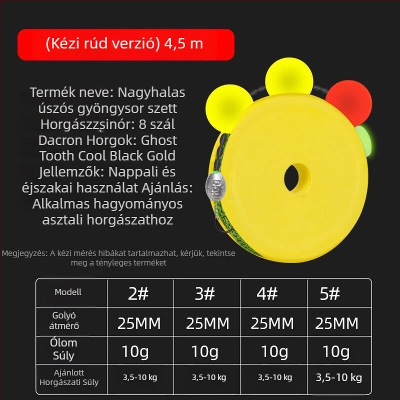 Fisherman Bang fűkarpára vonatkozó horgászfelszerelés csúszó úszóval, Seven-Star úszókkal és Luoyang golyókkal