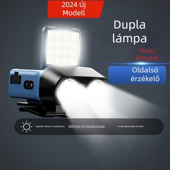 LED fejlámpa, fejre rögzíthető kültéri világítás, újratölthető, 10W, 1500mAh akkumulátor, hatótáv 100–200 m