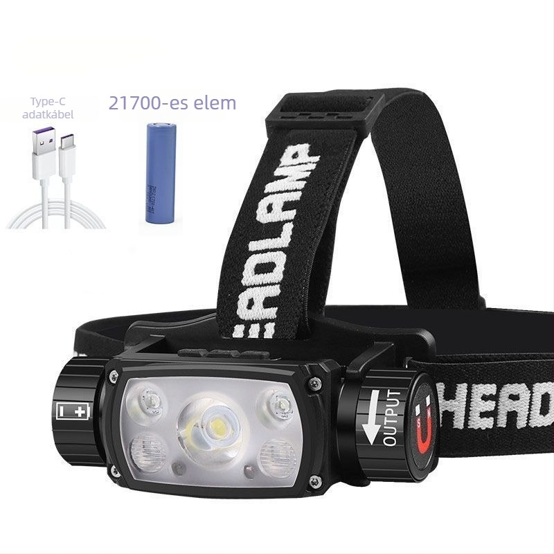 LED fejlámpa, újratölthető, D01 modell, 39 g, 200 m fénysugár
