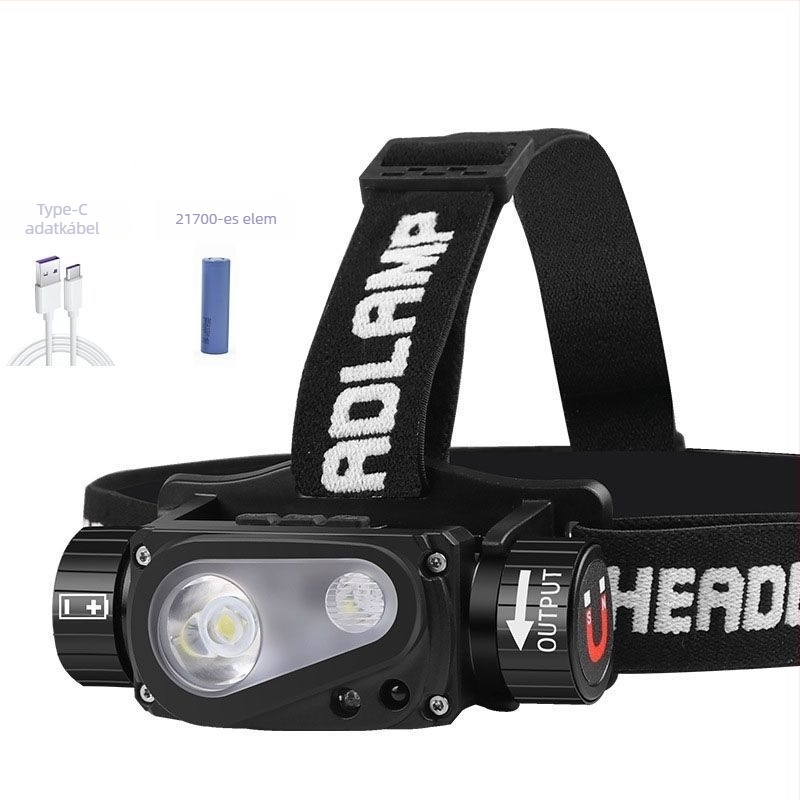 LED fejlámpa, újratölthető, D01 modell, 39 g, 200 m fénysugár