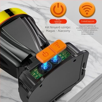 Fejlámpa kültéri használatra, LED‑es, 1200mAh, 30W, 360° forgás, kézi hajtás