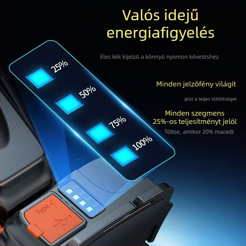 Fejlámpa kültéri használatra, LED‑es, 1200mAh, 30W, 360° forgás, kézi hajtás