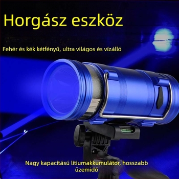 LED éjszakai horgász lámpa, alumínium ötvözet test, újratölthető, LED világítás, 100–200 m hatótávolság