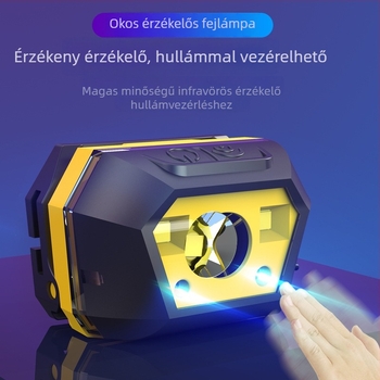 LED fejlámpa USB töltéssel, vízálló, kültéri kempingezéshez, fénysugár 0–200 m, üzemidő 3–6 óra