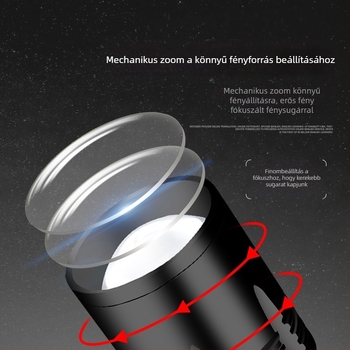 LED újratölthető éjszakai horgászlámpa, 360° forgás, 5000 mAh akkumulátor, 100–200 m hatótáv, kézi hajtás