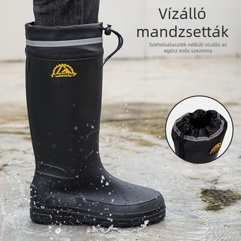 Férfi esőcsizmák magas szárú, vízálló, csúszásmentes, PVC felső rész, hálós bélés