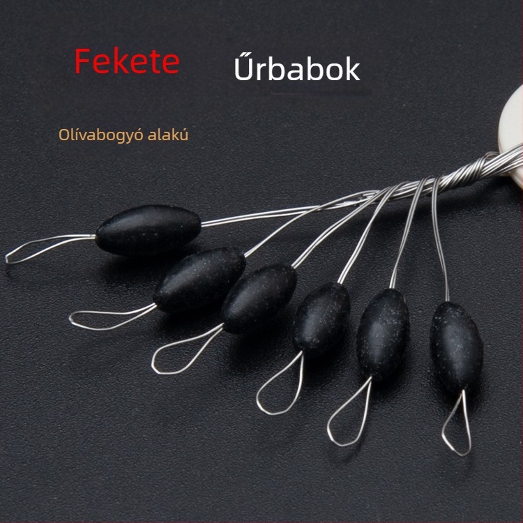Gumi űrgyöngyök horgászathoz, készlet 60 darab, olív alakú, fekete, jade szín és különböző színek