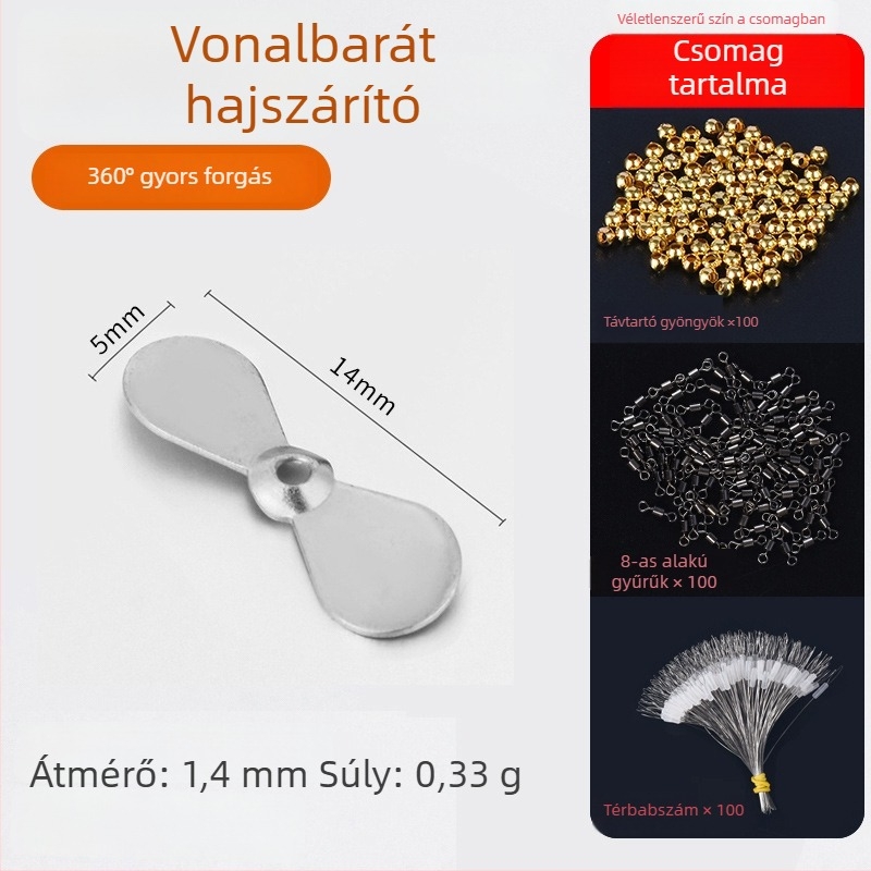 Réz alapanyagú mikro horgászcsali készlet – gyöngyök, forgók és kiegészítők, Kínában gyártva
