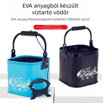 Új megvastagított EVA négyszögletes vödör, összecsukható horgász- és vízvödör, hordozható kemping vödör