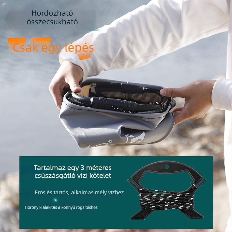 Új megvastagított EVA négyszögletes vödör, összecsukható horgász- és vízvödör, hordozható kemping vödör