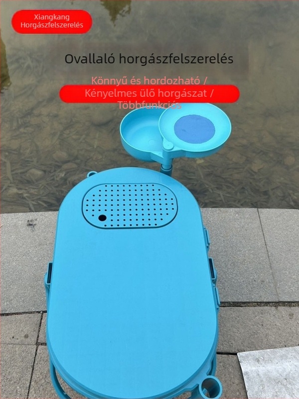 Többcélú horgászvödör húzható csaliválasztó tálcával, ovális alakú, vastag kemény burkolat, műanyag, 1,6 kg
