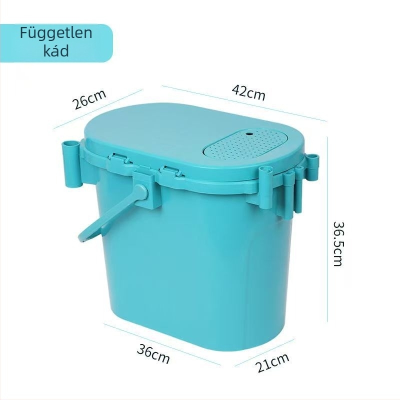 Többcélú horgászvödör húzható csaliválasztó tálcával, ovális alakú, vastag kemény burkolat, műanyag, 1,6 kg