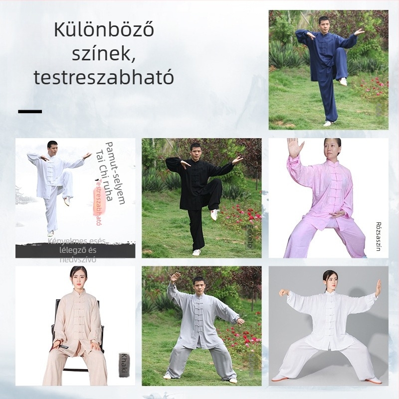 Tai Chi gyakorló ruházat, pamut-selyem, 100% pamut bélés, uniszex