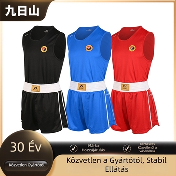 Uniszex Sanda edzőruha, gyorsan száradó rövid ujjú sportruházat, poliészter-spandex anyag