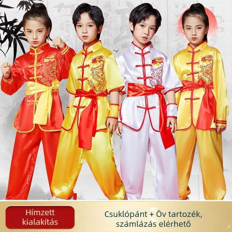 Gyerek Tai Chi egyenruha, corduroy anyag, len összetétel, mintázat 69850, uniszex