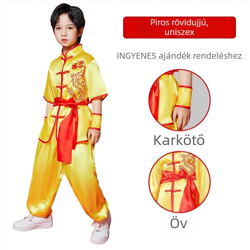 Gyerek Tai Chi egyenruha, corduroy anyag, len összetétel, mintázat 69850, uniszex