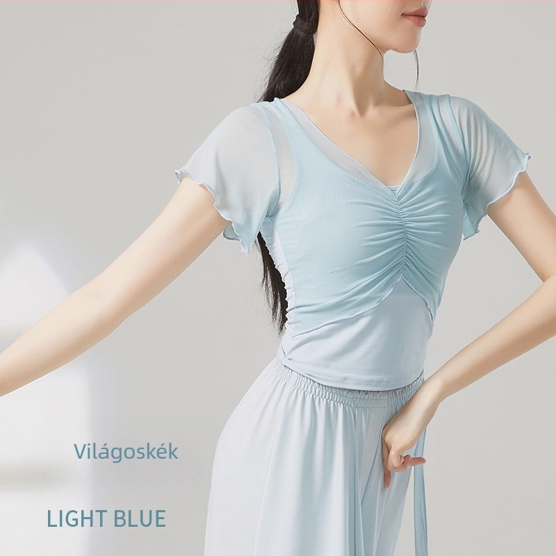 Női balettbody etnikus tánchoz — rövid ujjú, poliészter-spandex keverék, 2025 tavasz