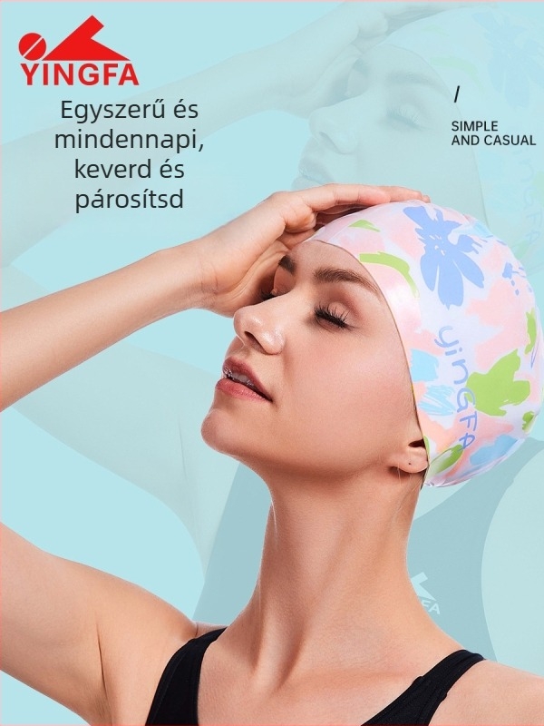 Yingfa 2025 uniszex szilikon úszó sapka nyomtatott mintával, felnőttek számára, vízálló, nagy rugalmasság, csúszásmentes belső felület