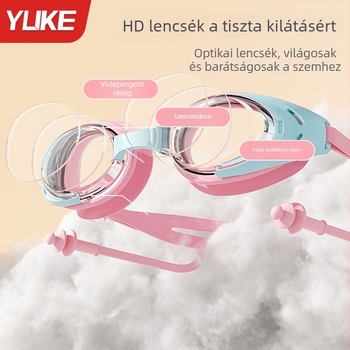 Gyermekeknek szóló úszószemüveg kisméretű kerettel, HD minőség, vízálló és páramentes (Lencse anyaga: PC; Alkalmas gyermekeknek; Anti-fog: Igen)