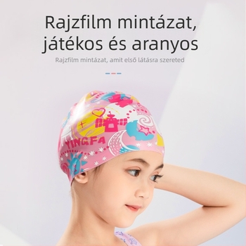 Yingfa gyerekeknek készült szilikon úszósapka, rajzfilm mintával, vízálló