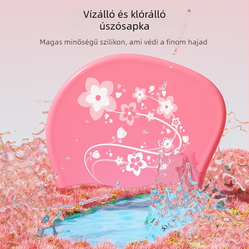 Női hosszú hajú úszósapka (Szilikon; Vízálló; Nyomtatott minta; Felnőttek; Engedélyezett magánmárka)
