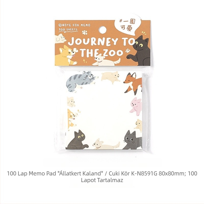 Állatkertbe utazó notesz — 100 oldal, papír, rajzolt illusztrációk, nyomtatott kivitelezés