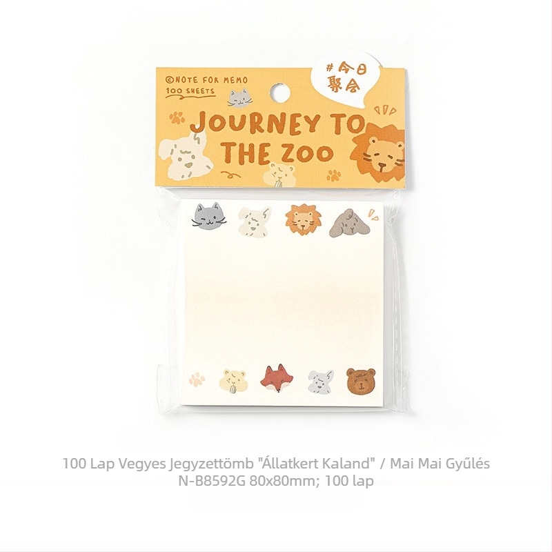 Állatkertbe utazó notesz — 100 oldal, papír, rajzolt illusztrációk, nyomtatott kivitelezés
