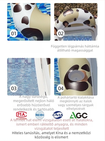Leopárd mintás hálószövésű napozóágy úszómedencéhez – felfújható úszóplatform