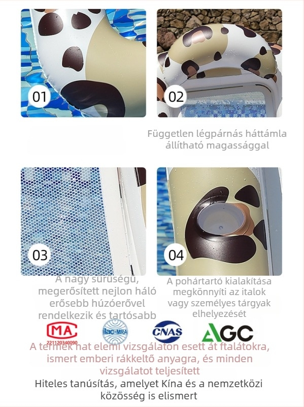 Leopárd mintás hálószövésű napozóágy úszómedencéhez – felfújható úszóplatform