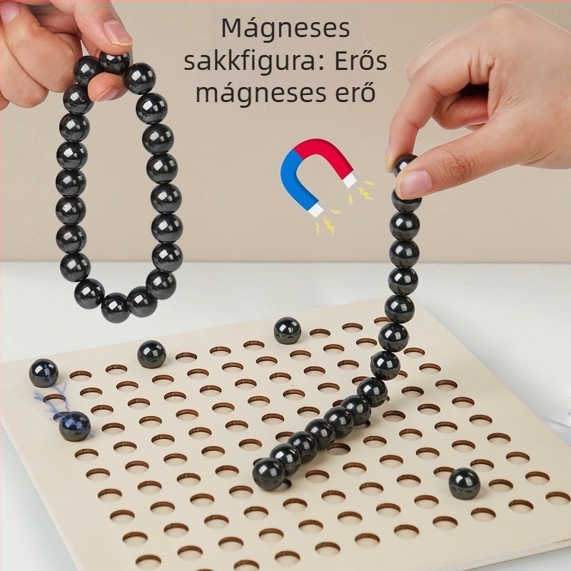Mágneses sakk-harc asztali játék - oktató, interaktív családi társasjáték, fából készült, 4–14 évesek
