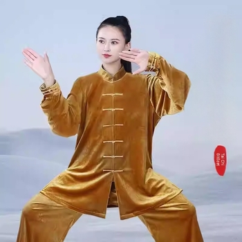 Hongji őszi-téli arany bársony Tai Chi ruha, uniszex felnőtteknek, 2025-ös új modell edzéshez and harcművészetekhez