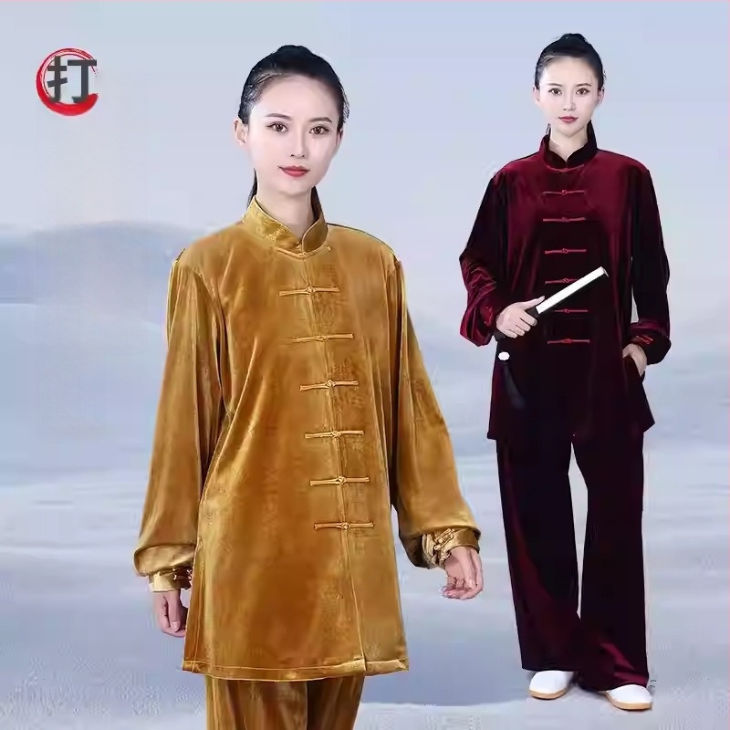 Hongji őszi-téli arany bársony Tai Chi ruha, uniszex felnőtteknek, 2025-ös új modell edzéshez and harcművészetekhez