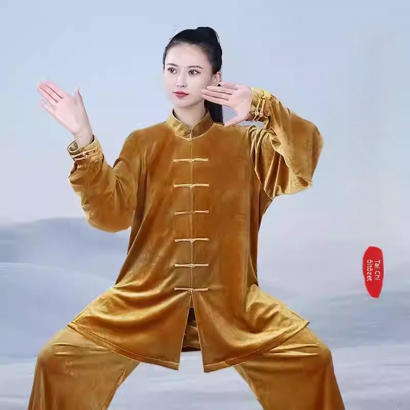 Hongji őszi-téli arany bársony Tai Chi ruha, uniszex felnőtteknek, 2025-ös új modell edzéshez and harcművészetekhez