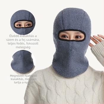 Téli fleece-bevonatú meleg fejvédő szél- és porvédővel, integrált kerékpáros maszk, nyakmelegítő és fülvédő, uniszex